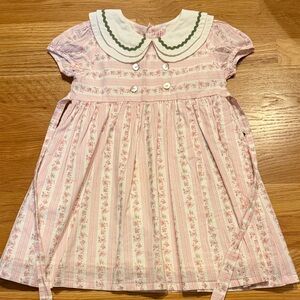 Pink Floral Collar Kids Dress
